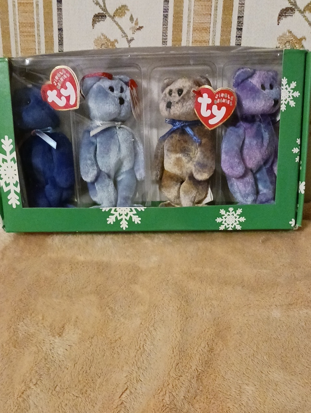 Ty Beanie Baby Plush Bear Set - Dark Blue, Light Blue, Brown, Purple